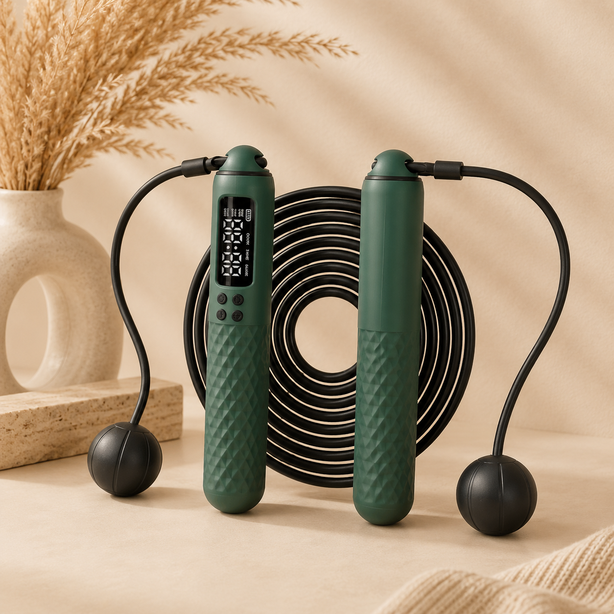 Real Plate Digital Jump Rope — Cordless Cardio with Calorie Counter